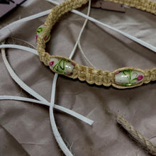Load image into Gallery viewer, Surfer Thick Woven Hemp Necklace – Rustic Surfer Style with Glass Flower Beads