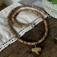 Load image into Gallery viewer, Shark Spirit Necklace – Puka Shell & Shark Tooth Tribal Jewelry, Custom Long Men's Unisex Necklace (Copy)