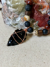 Load image into Gallery viewer, Obsidian Arrowhead Necklace | Handmade Tribal Jewelry Primitive Style