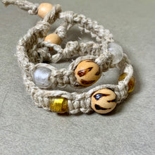 Load image into Gallery viewer, Thick Hemp Bracelet | Surfer Bracelet with Wooden and Glass Beads