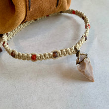 Load image into Gallery viewer, Arrowhead Hemp Necklace with Real Flint Stone, Primitive Jewelry, Men's Tribal Necklace
