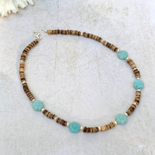 Load image into Gallery viewer, Sea Breeze Shell Necklace – Beach Style for Surfers & Travelers - Coconut Shells and Amazonite