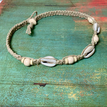 Load image into Gallery viewer, Cowrie Shell Necklace β Earthy Boho Beachwear Natural Hemp Colors