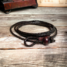 Load image into Gallery viewer, Bola Leather Mens Bracelet 4 Wraps Surfer Style 3mm