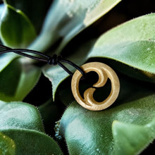 Load image into Gallery viewer, Carved Bone Koru Necklace – Māori Inspired Round Pendant, Men’s Surfer Jewelry