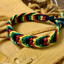 Load image into Gallery viewer, Rasta Hemp Bracelet – Handmade Flat Woven Surfer Bracelet, Unisex