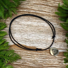 Load image into Gallery viewer, Leather Necklace with Celtic Knot Pendant  - Ancient Wisdom Knot Charm