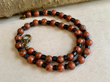 Load image into Gallery viewer, Red Sesame Jasper Necklace Real Stone Mens Primitive Jewelry, Men's Tribal Necklace, Rustic Choker for Men