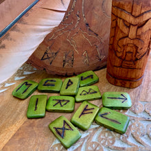 Load image into Gallery viewer, Viking Rune Set – Elder Futhark Runes in Pouch for Norse Divination & Pagan Gifts