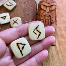 Load image into Gallery viewer, Pocket Viking Rune Set – Elder Futhark Stones in Fabric Pouch