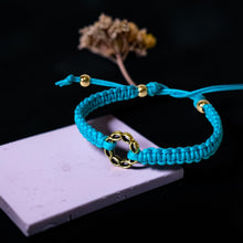 Load image into Gallery viewer, Friendship Bracelet Gold Karma Circle On Cotton Cord