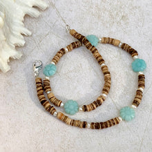 Load image into Gallery viewer, Sea Breeze Shell Necklace – Beach Style for Surfers & Travelers - Coconut Shells and Amazonite