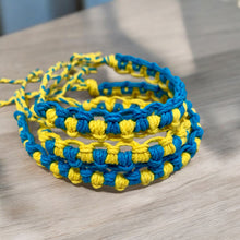 Load image into Gallery viewer, Ukrainian Flag Hemp Bracelet – Blue & Yellow Handmade Unisex Jewelry - Support Ukraine