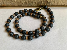 Load image into Gallery viewer, Black Lava Necklace Real Stone Mens Primitive Jewelry, Men's Tribal Necklace, Rustic Choker for Men