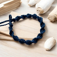 Load image into Gallery viewer, Tidal Flow – Twisted Hemp Surfer Bracelet -  Navy Blue