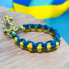 Load image into Gallery viewer, Ukrainian Flag Hemp Bracelet – Blue & Yellow Handmade Unisex Jewelry - Support Ukraine