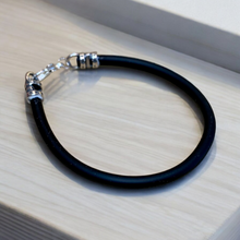 Load image into Gallery viewer, Black Tide Minimalist Bracelet | Shoreline Black Men's Bracelet | Leather-Style Bracelet