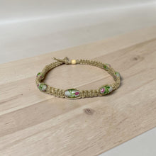 Load image into Gallery viewer, Surfer Thick Woven Hemp Necklace – Rustic Surfer Style with Glass Flower Beads