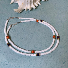 Load image into Gallery viewer, Sunset Puka Shell Necklace – Orange or Purple Beach Choker with Glass Beads