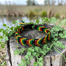 Load image into Gallery viewer, Rasta Hemp Bracelet – Handmade Flat Woven Surfer Bracelet, Unisex