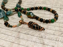 Load image into Gallery viewer, Black Agate Tip Necklace Tree Agate Obsidian Primitive Jewelry, Tribal Necklace, Rustic Choker OOAK