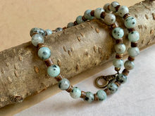 Load image into Gallery viewer, Sesame Jasper Necklace Real Stone Mens Primitive Jewelry, Men's Tribal Necklace, Rustic Choker for Men