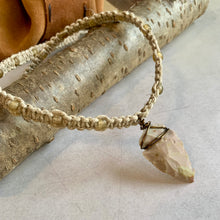 Load image into Gallery viewer, Rustic Arrowhead Necklace with Flint Stone – Men’s Hemp Jewelry