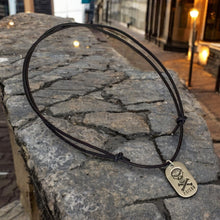 Load image into Gallery viewer, Leather Surfer Necklace with Skull Dog Tag – Edgy Poison Pendant