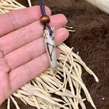 Load image into Gallery viewer, Handmade Viking rune necklace with carved antler pendant.