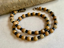 Load image into Gallery viewer, Tiger Jasper Necklace Real Stone Men's Primitive Jewelry, Men's Tribal Necklace, Rustic Choker for Men