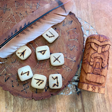Load image into Gallery viewer, Pocket Viking Rune Set – Elder Futhark Stones in Fabric Pouch