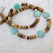 Load image into Gallery viewer, Sea Breeze Shell Necklace – Beach Style for Surfers & Travelers - Coconut Shells and Amazonite