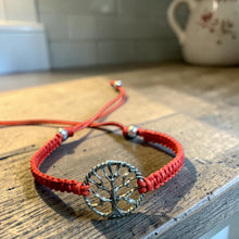 Load image into Gallery viewer, Friendship Bracelet Silver Tree Of Life On Cotton Cord