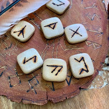 Load image into Gallery viewer, Pocket Viking Rune Set – Elder Futhark Stones in Fabric Pouch