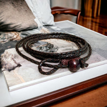 Load image into Gallery viewer, Bola Leather Mens Bracelet 4 Wraps Surfer Style 3mm