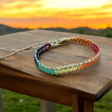 Load image into Gallery viewer, Handmade Rainbow Hemp Bracelet – LGBTQ+ Pride, Surfer Style