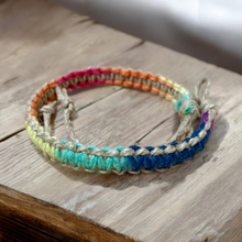 Load image into Gallery viewer, Handmade Rainbow Hemp Bracelet – LGBTQ+ Pride, Surfer Style