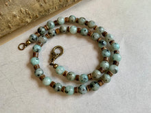 Load image into Gallery viewer, Sesame Jasper Necklace Real Stone Mens Primitive Jewelry, Men's Tribal Necklace, Rustic Choker for Men