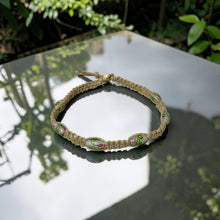 Load image into Gallery viewer, Surfer Thick Woven Hemp Necklace – Rustic Surfer Style with Glass Flower Beads