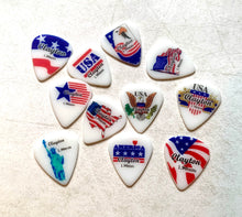 Load image into Gallery viewer, Hemp Necklace with USA Flag Guitar Pick American Beads