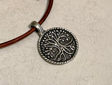 Load image into Gallery viewer, Leather Necklace with Pewter Tree of Life Pendant – Spiritual Jewelry for Men