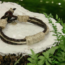 Load image into Gallery viewer, Natural Leather & Hemp Bracelet – Rustic Brown Earthy Style