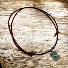 Load image into Gallery viewer, Leather Necklace with Skull Dog Tag – Bold Poison Pendant