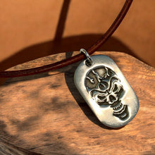 Load image into Gallery viewer, Leather Necklace with Skull Dog Tag – Bold Poison Pendant