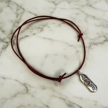 Load image into Gallery viewer, Leather Necklace with Wave Dog Tag – Surfer Inspired Pendant