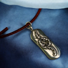 Load image into Gallery viewer, Leather Necklace with Wave Dog Tag – Surfer Inspired Pendant