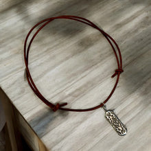 Load image into Gallery viewer, Leather Necklace with Surfer Sun Dog Tag – Beach Inspired Pendant