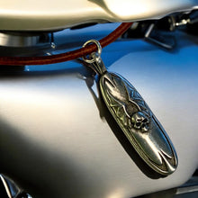 Load image into Gallery viewer, Leather Rider’s Skull Pendant Necklace | Biker Spirit Dog Tag | Highway Rebel Style