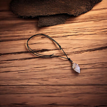 Load image into Gallery viewer, Stone Hunter – Quartz Arrowhead Leather Necklace, Primitive Jewelry