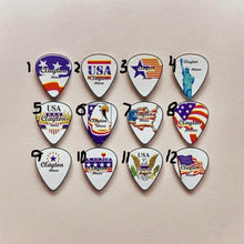 Load image into Gallery viewer, Hemp Necklace with USA Flag Guitar Pick American Beads